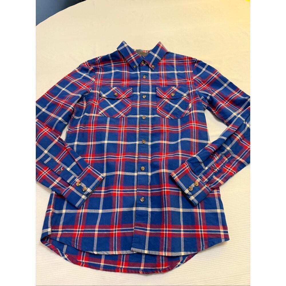 Vans Off The Wall Red White Blue Long Sleeve Button Up Shirt Size Small